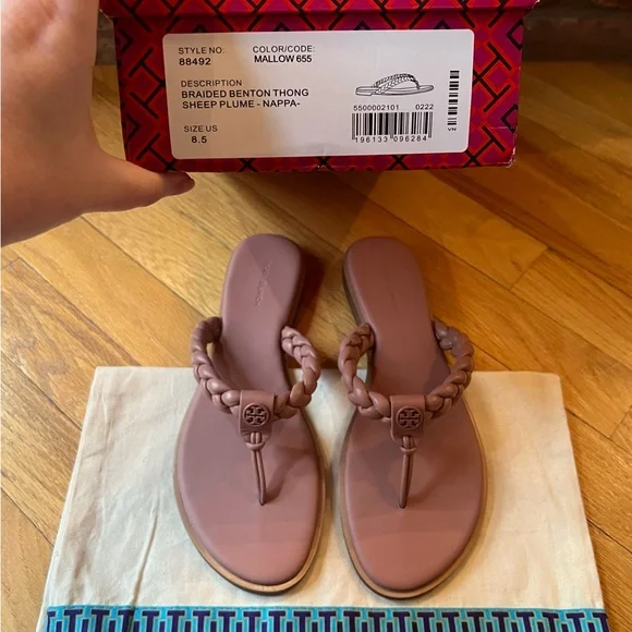 Tory Burch Benton Braided Leather Thong Sandals - Picture 9 of 11